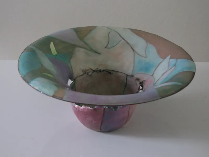 Tilted Vessel — enamel by Judy Stone